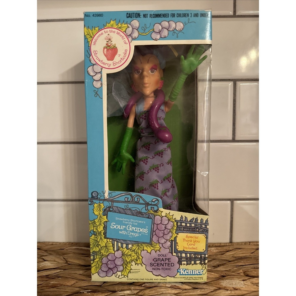Strawberry Shortcake Vintage Sour Grapes With Pet‎ NEW beautiful doll box 1982